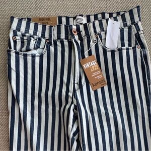 Kensie Black and White Striped Women Jeans